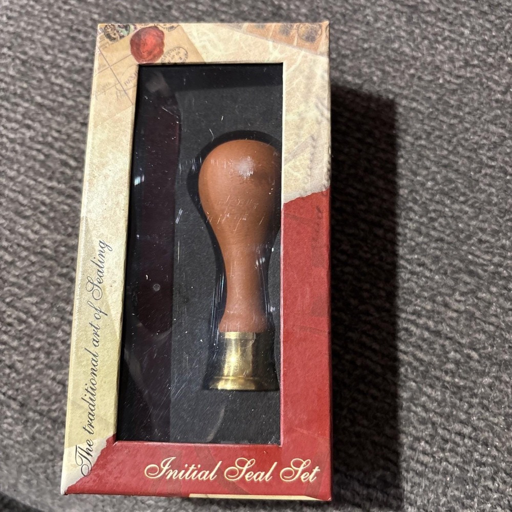 Manuscript Initial Seal Set letter S long‎ wood handle w/mail able red wax NIB - Picture 2 of 10